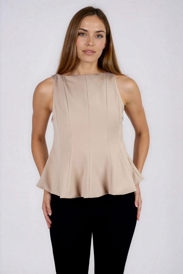 Workday Chic Peplum Top - Taupe