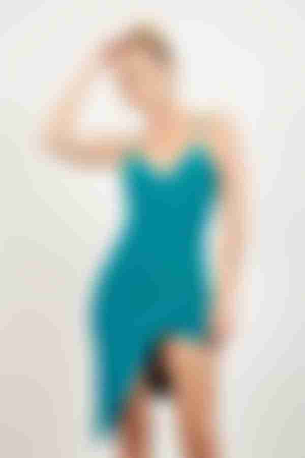 Maddie Asymmetrical Bodycon Mini Dress - Light Coral