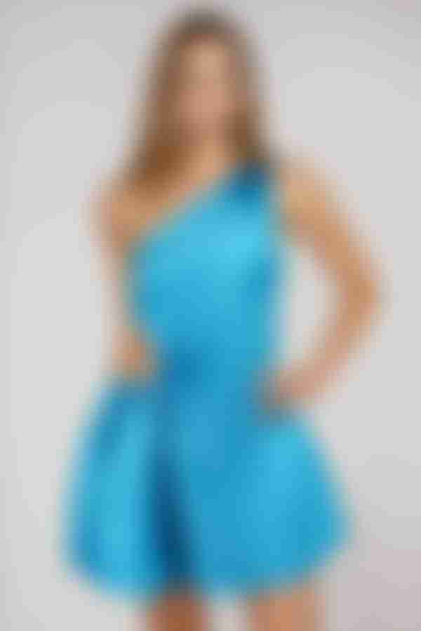 Own the Glow Pleated Cutout Mini Dress - Teal