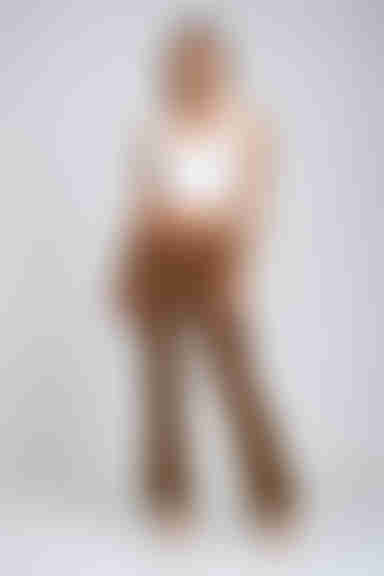 Retro But Right Low Waist Flare Leg Pants - Toffee