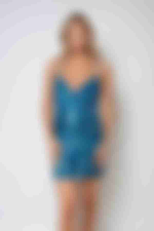 Neon Lights Bodycon Sequin Mini Dress - Turquoise