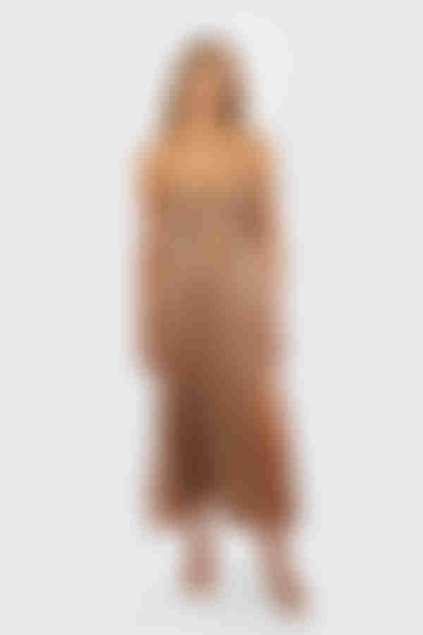 Emmalyn Satin Slit Midi Dress - Navy