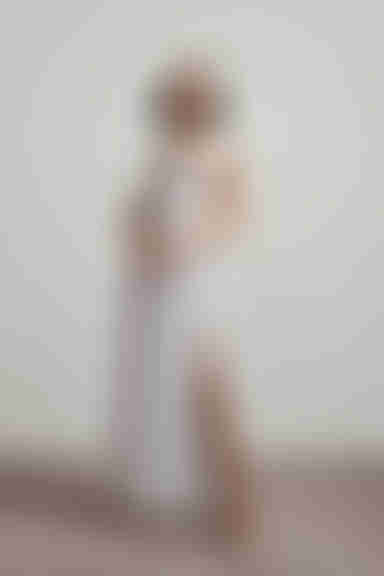 At My Best White Deep V High Slit Maxi Dress