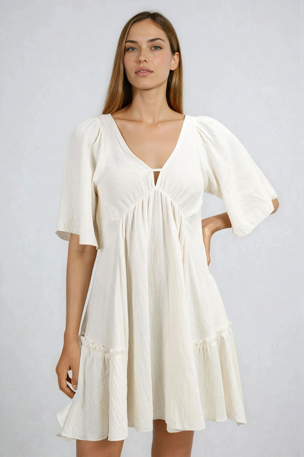 Avah Floral Flutter Sleeve Mini Dress - White