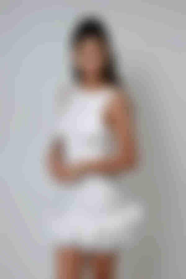 Be My Baby Ruffle Structured Mini Dress - White