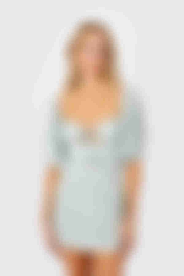 Make Up Your Mind Floral Front Tie Mini Dress - White Blue Multi