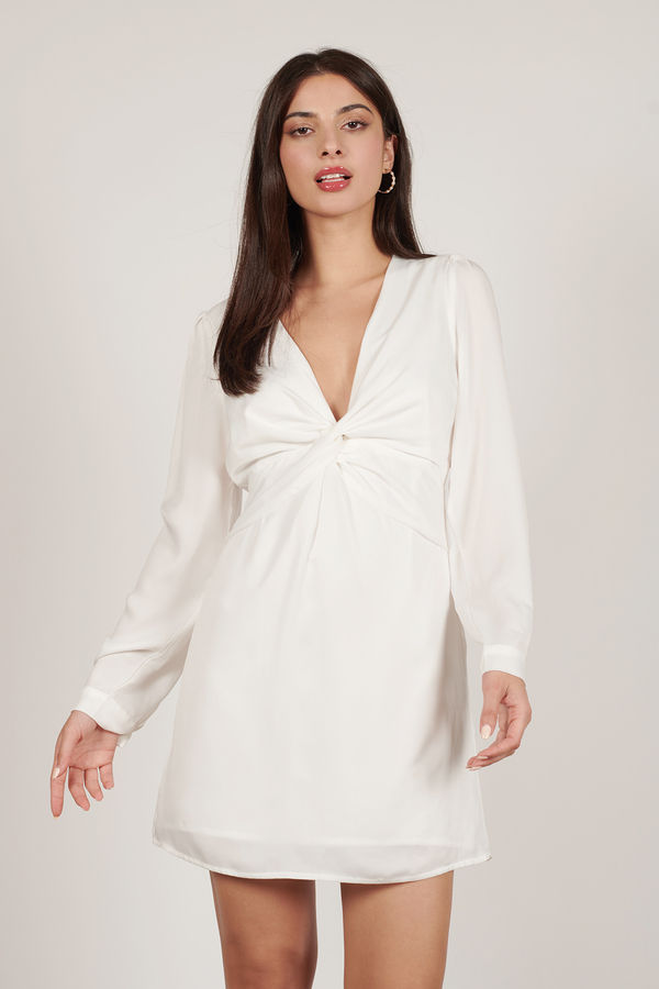 Don't Know What To Do White Satin Shift Dress