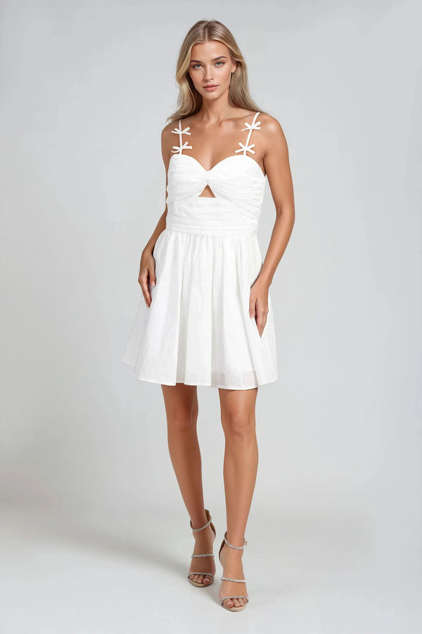Dreamt About This Sweetheart Ruched Mini Dress - White