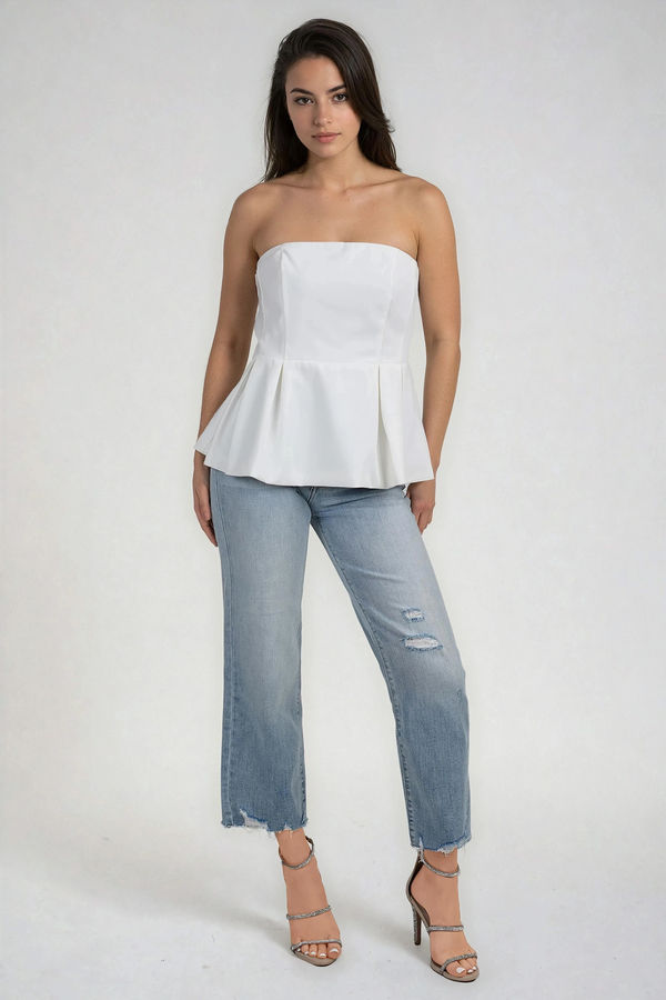 Fall For Me Strapless Blouse - White