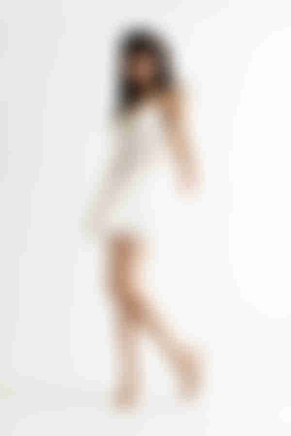 Gabbie White Ruched Tie Back Skater Mini Dress