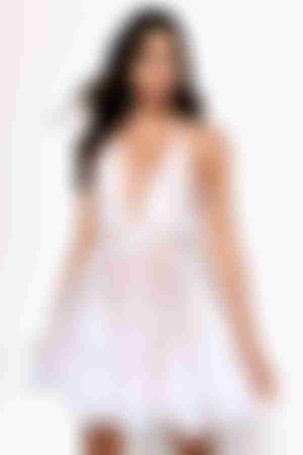 Grateful For My Ex Plunging Skater Mini Dress - Blush