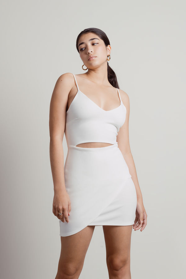 Katy Formal White Front Cutout Bodycon Mini Dress