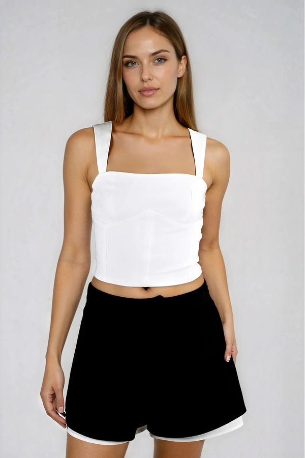 Keep it Classy Square Neck Crop Top - White