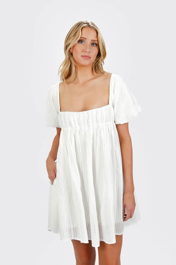 Marcelle White Washed Cotton Voile Bridal Shower Dress 