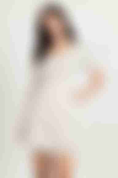 Kylaa Puff Sleeve Skater Mini Dress - White Multi