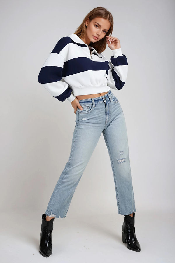 Urban Drift Zip Pullover - White/Navy