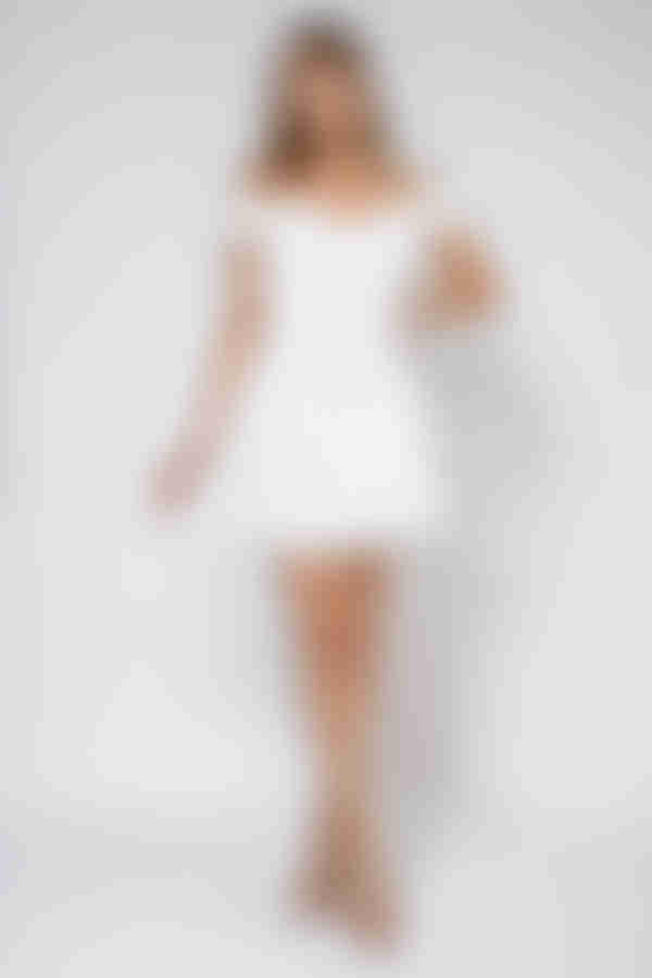 Pure Promise Off Shoulder A line Mini Dress - White