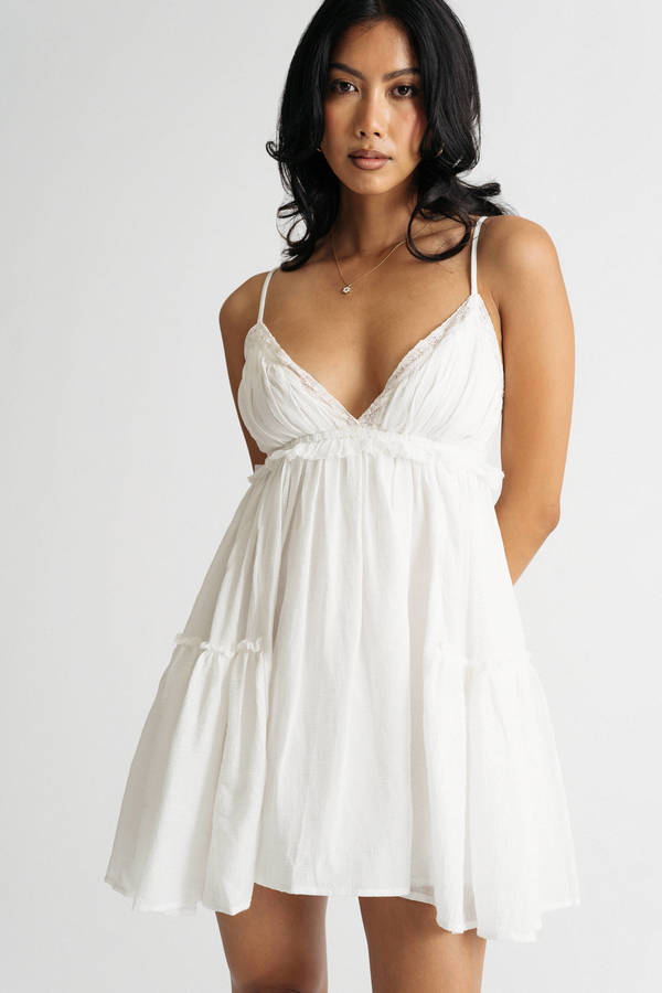 Sweet Melody White Tiered Babydoll Mini Dress