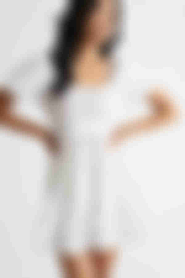 Syrah Puff Sleeve Skater Mini Dress - White