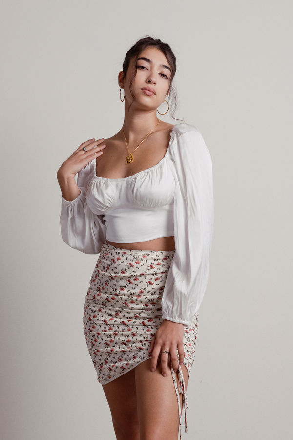 Tea Time White Back Tie Bustier Crop Top