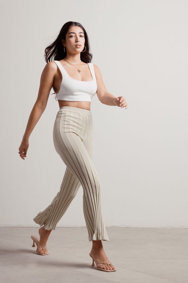 Too Busy White Knit Ribbed Crop Top Bralette