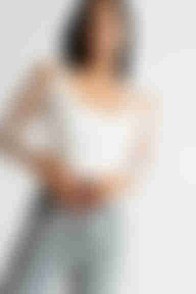 Wasted Love White Satin Corset Sheer Sleeves Top