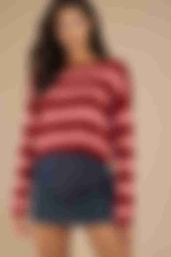 Caroline Striped Sweater - Wine