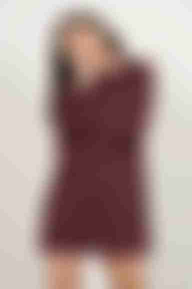 Ellie Bell Sleeve Open Back Mini Dress - Wine