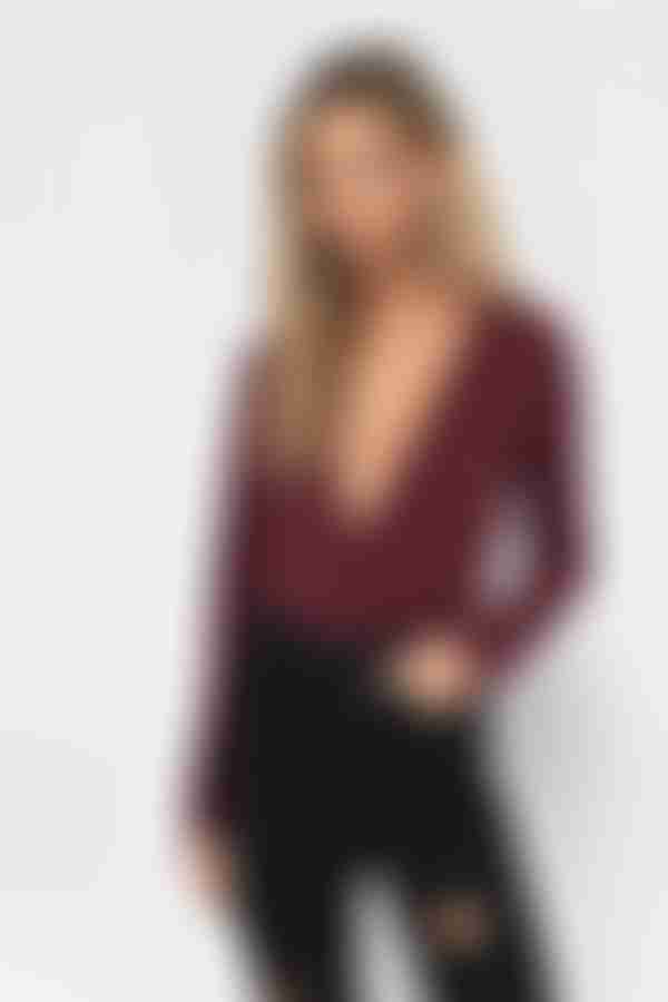 Emma Plunging Bodysuit - Wine
