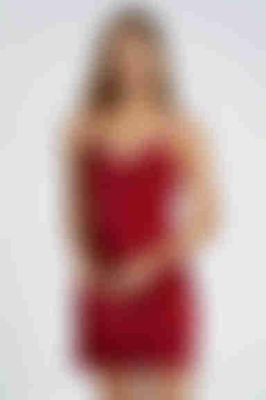 Heart on Fleek Rhinestone Satin Mini Dress - Wine