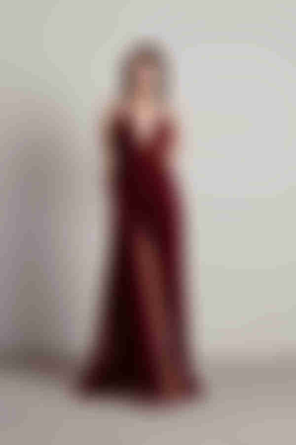 Here To Slay Plunging High Slit Maxi Dress - Navy