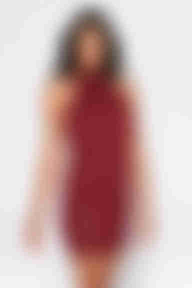 Meet Me At The Halter Lace Up Backless Mini Dress - Wine