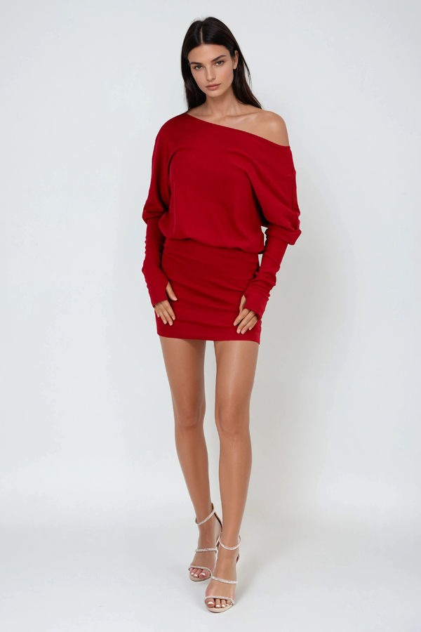 Say Less One Shoulder Bodycon Mini Dress - Wine