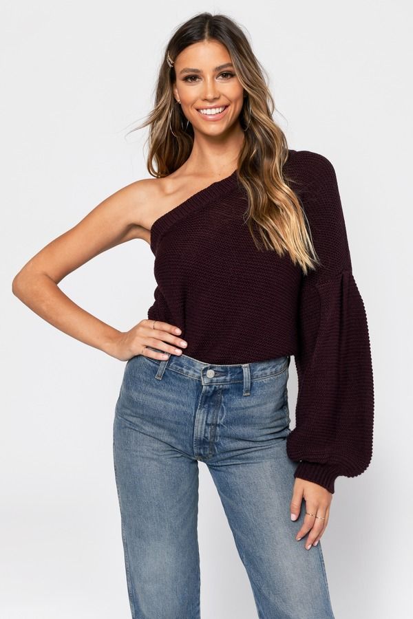 This One Time Wine One Shoulder Sweater