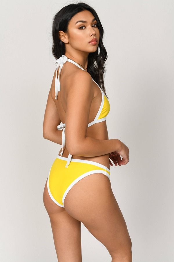 Heather Yellow and White Bikini Bottom