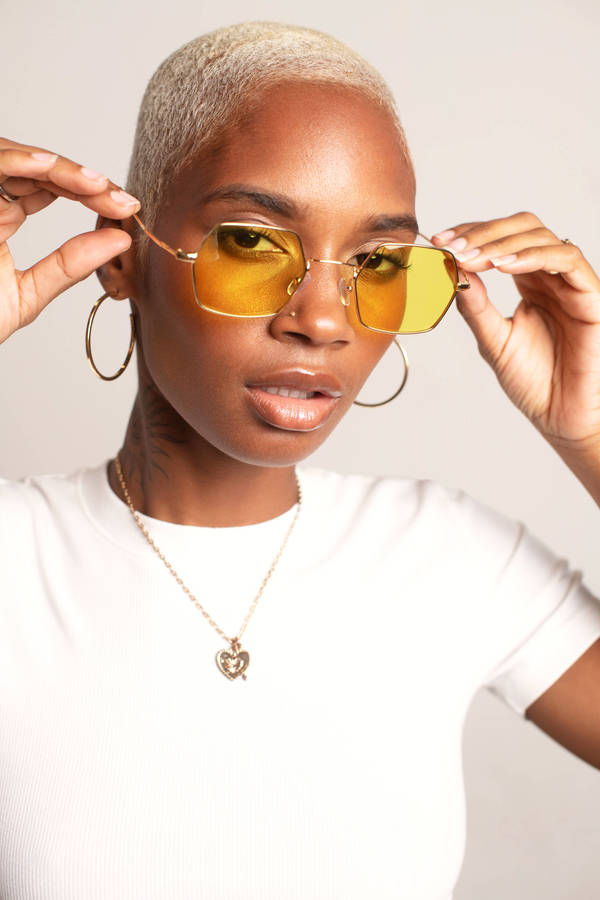 Yellow Sunglasses Hexagon Shaped Sunglasses