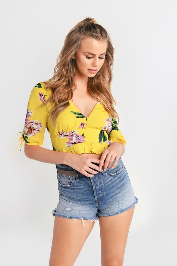 Catching Feelings Yellow Multi Floral Print Blouse