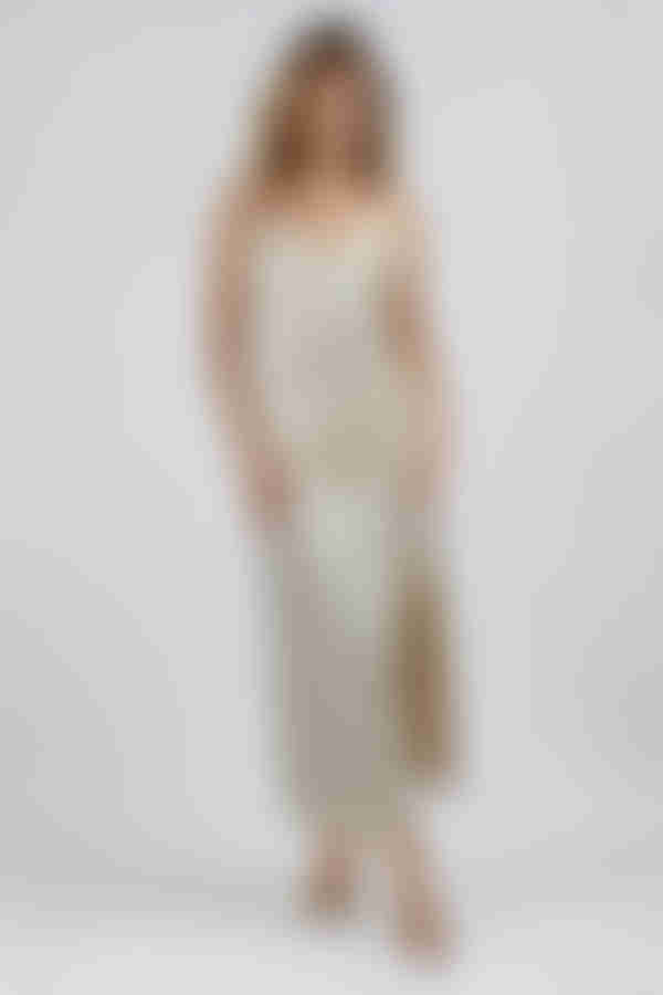 Serve Looks Satin Wrap Midi Dress - Apricot