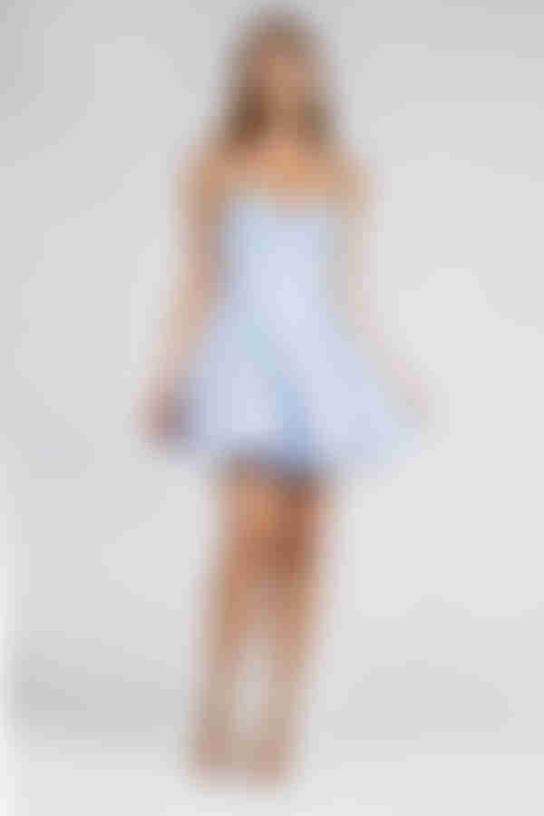Feel This Glow Sweetheart Satin Mini Dress - Baby Blue