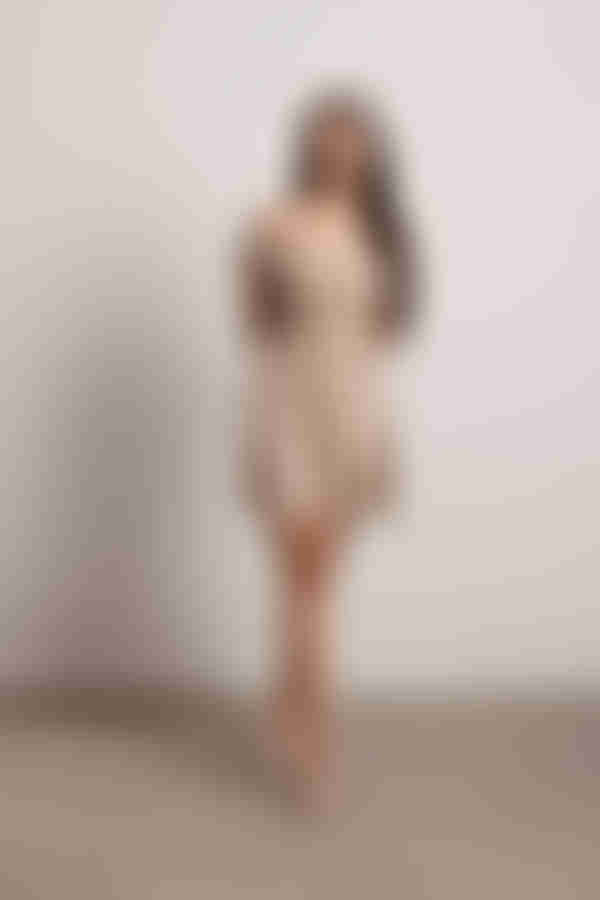 Lyndsey Lace Up Back Babydoll Mini Dress - Beige