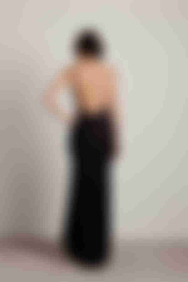 Ariella Backless Mermaid Maxi Dress - Black