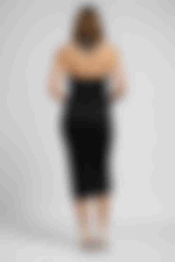 Bold Impact Halter Slit Midi Dress - Black