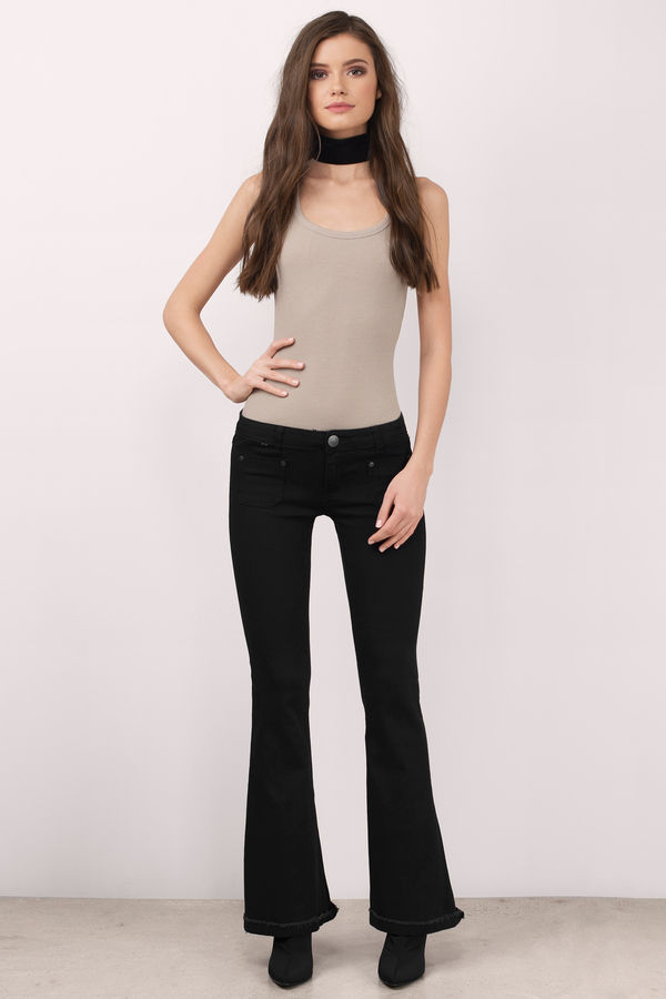 Cheap Black Denim Jeans - Black Jeans - Flared Jeans - Black Denim