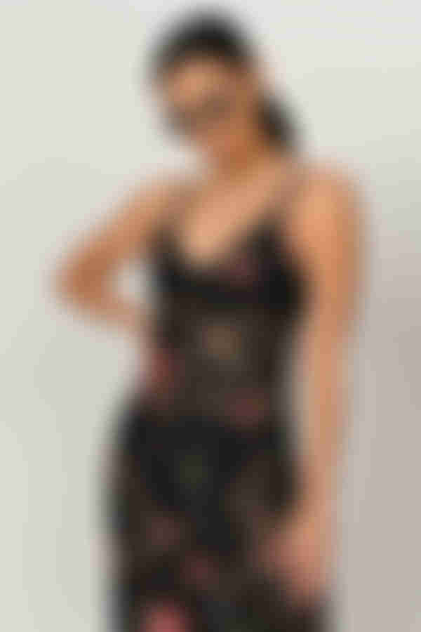 Claire Lace Buttoned Maxi Dress - Black