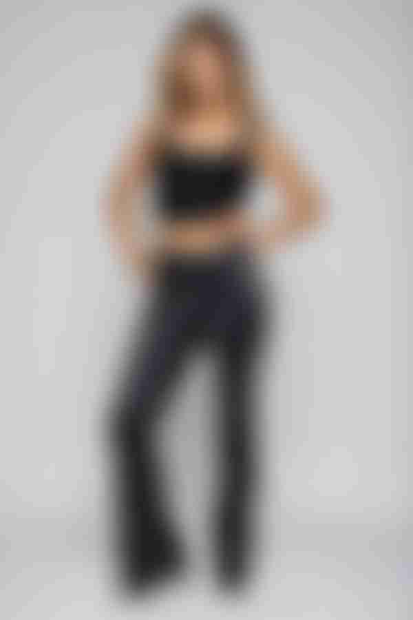 Rebel Line Faux Leather Pants - Black/Cream