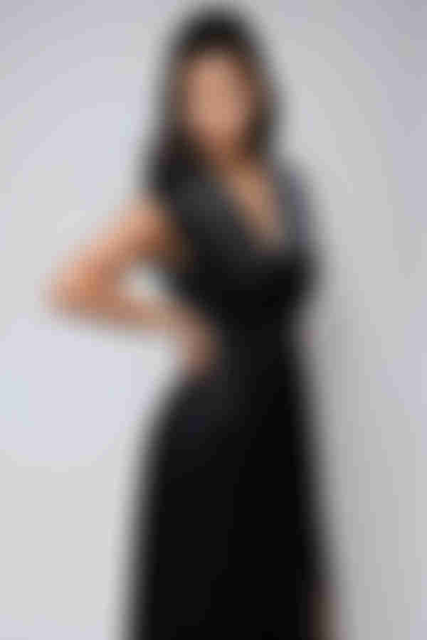 Daylight Glow Belted Metallic Maxi Dress - Black