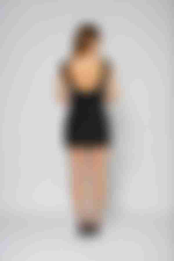 Deja Vu Satin Bodycon Mini Dress - Black