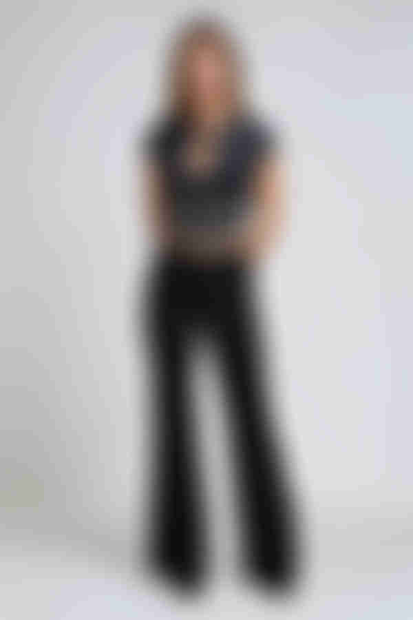 Edgy Allure Satin Corset Top - Black