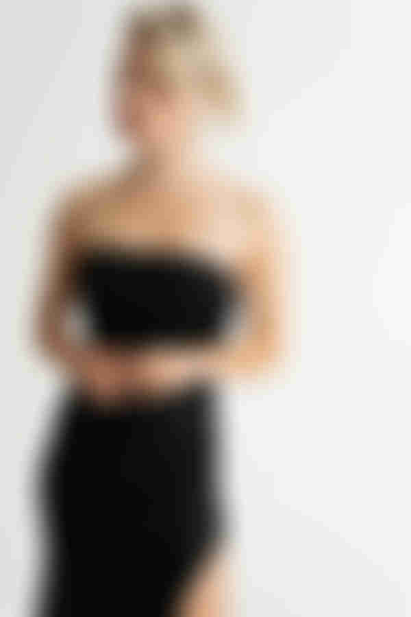 Feverish Sequin High Slit Maxi Dress - Black