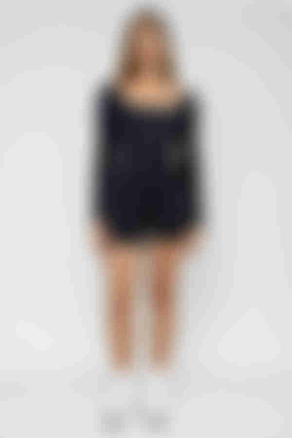 Fit Mood Long Sleeve Square Neck Romper - Black